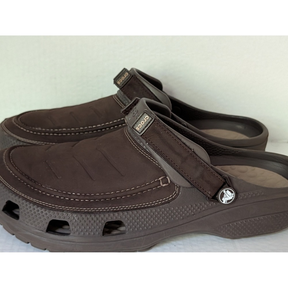 Crocs Brown Espresso Clogs Sandals Adjustable Strap Men's Shoes size 12